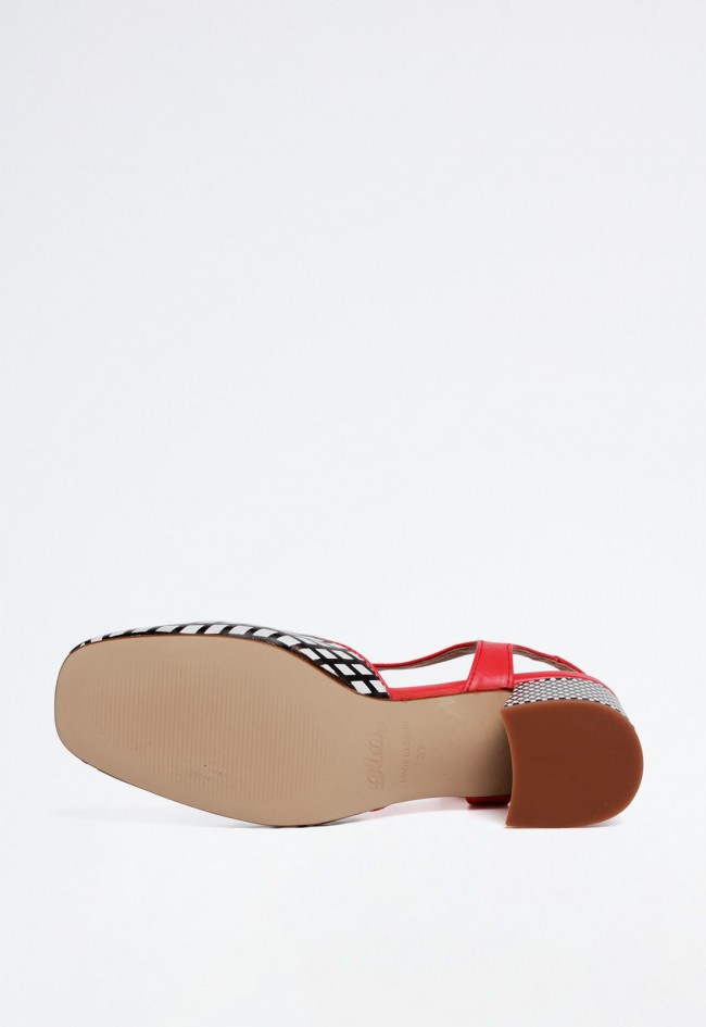 Zapato destalonado de mujer en piel multicolor – estampado rombos y tacón ancho cómodo | GLO PETIT