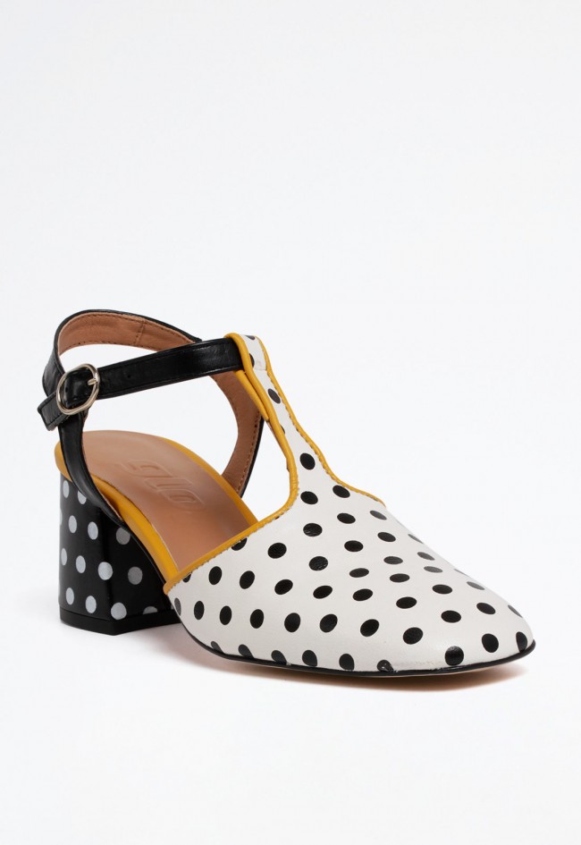 Zapato destalonado de mujer en diseño exclusivo con dots y tacón ancho – estilo trendy y cierre de hebilla | GLO Petit