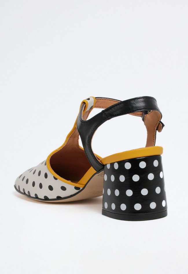 Zapato destalonado de mujer en diseño exclusivo con dots y tacón ancho – estilo trendy y cierre de hebilla | GLO Petit