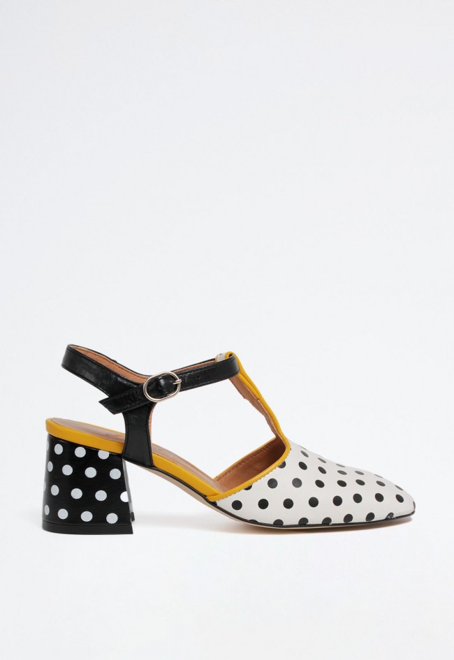 Zapato destalonado de mujer en diseño exclusivo con dots y tacón ancho – estilo trendy y cierre de hebilla | GLO Petit