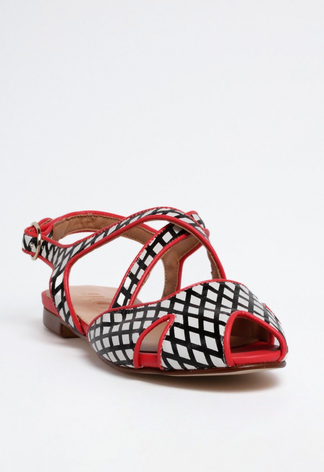 Zapato tiras cruzadas de mujer rojo Glo norma