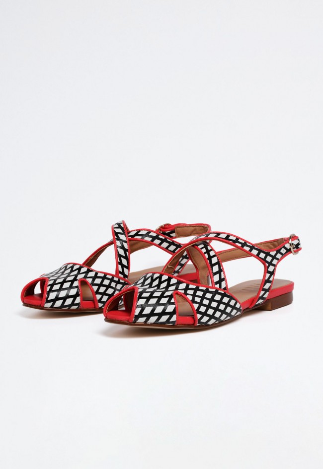 Zapato tiras cruzadas de mujer rojo Glo norma