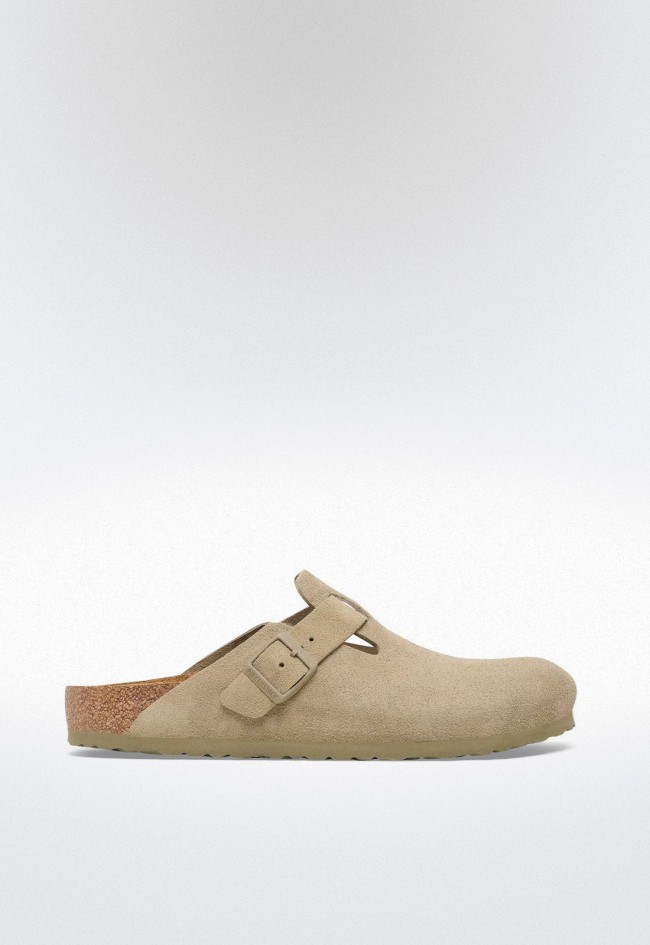 Zueco de ante para mujer con plantilla anatómica de corcho – clásico atemporal y confort natural | BIRKENSTOCK Boston leve