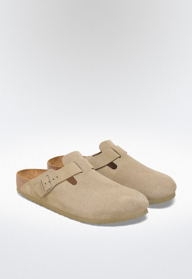 Zueco de ante para mujer con plantilla anatómica de corcho – clásico atemporal y confort natural | BIRKENSTOCK Boston leve