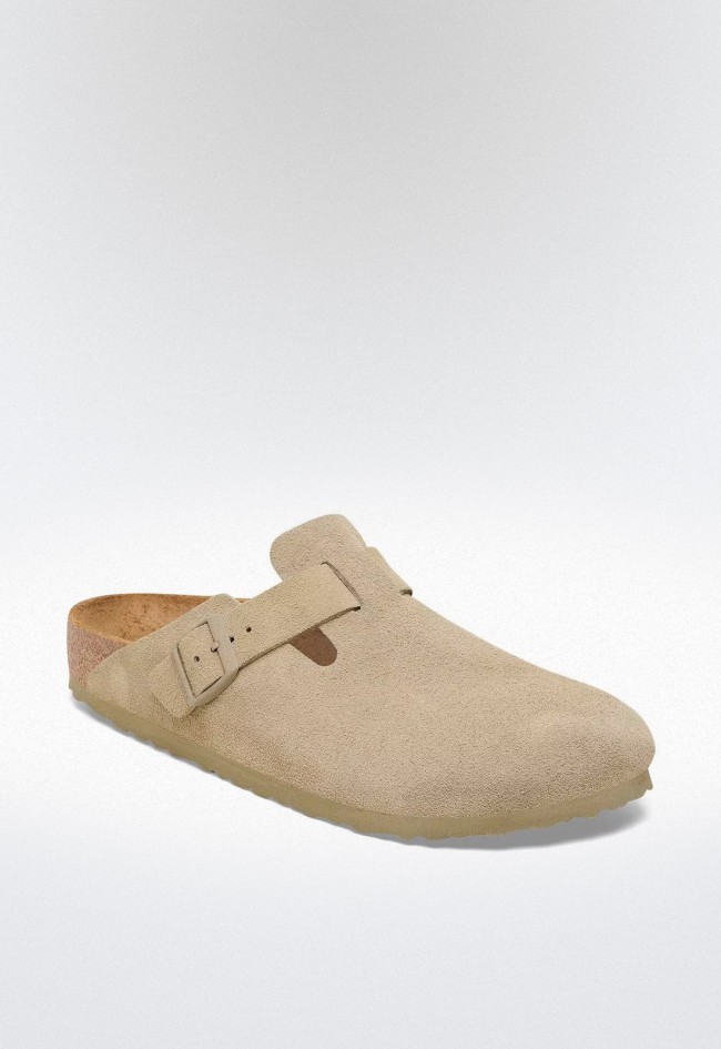 Zueco de ante para mujer con plantilla anatómica de corcho – clásico atemporal y confort natural | BIRKENSTOCK Boston leve