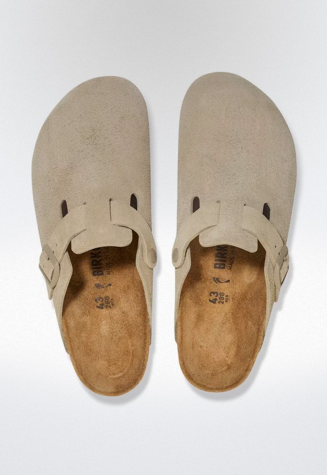 Zueco de ante para mujer con plantilla anatómica de corcho – clásico atemporal y confort natural | BIRKENSTOCK Boston leve