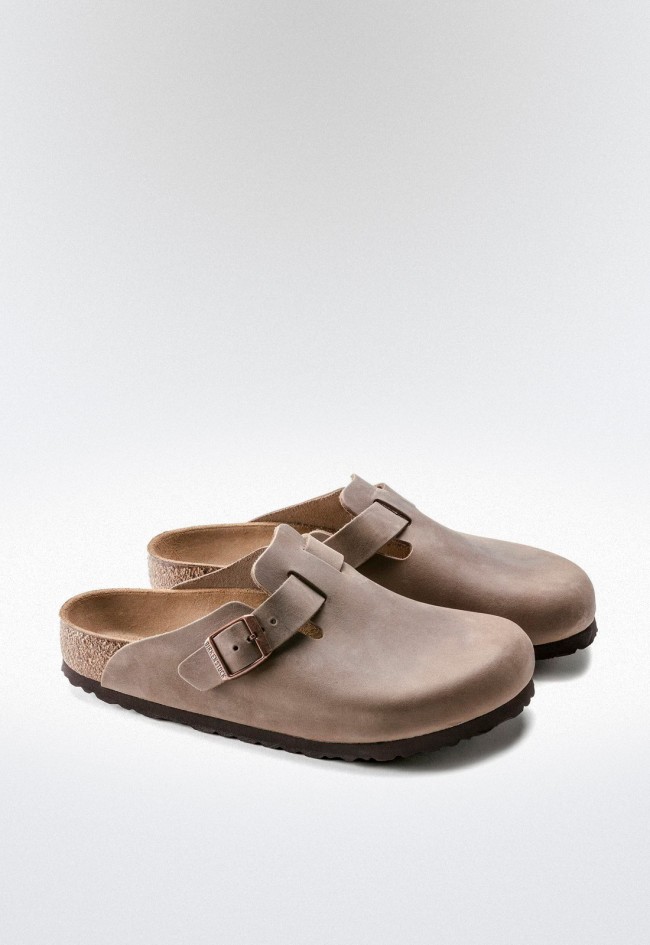 Zueco de hombre tostado Birkenstock boston leoi