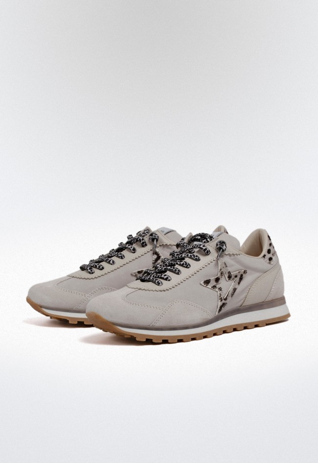 Deportivo de mujer en piel y textil color arena – diseño actual y máxima comodidad | CETTI C-1259