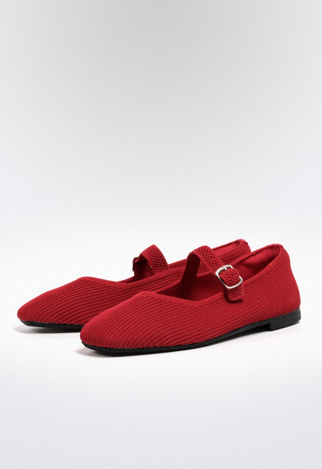 Bailarina de mujer roja con hebilla estilo clásico y cómodo CARMINA JHILTON 63-2467