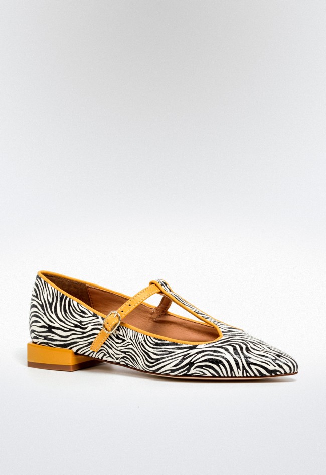 Zapato estilo bailarina de mujer cebra Glo betty
