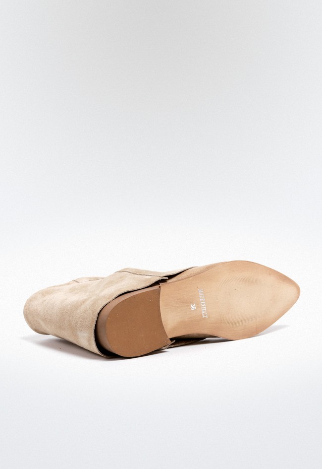 Botín cowboy piel polaina de mujer beige GLO mindy