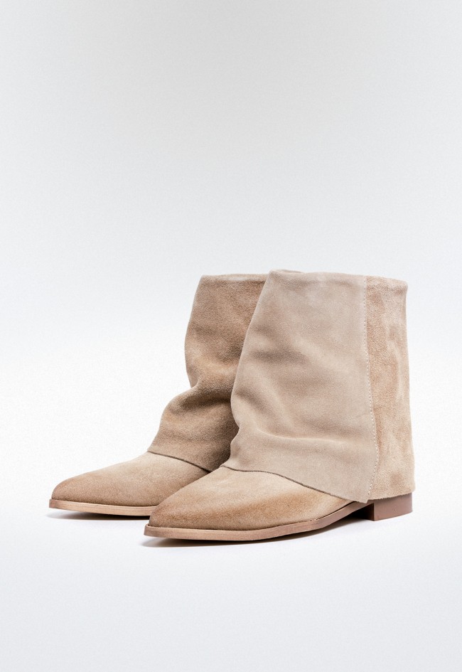 Botín cowboy piel polaina de mujer beige GLO mindy