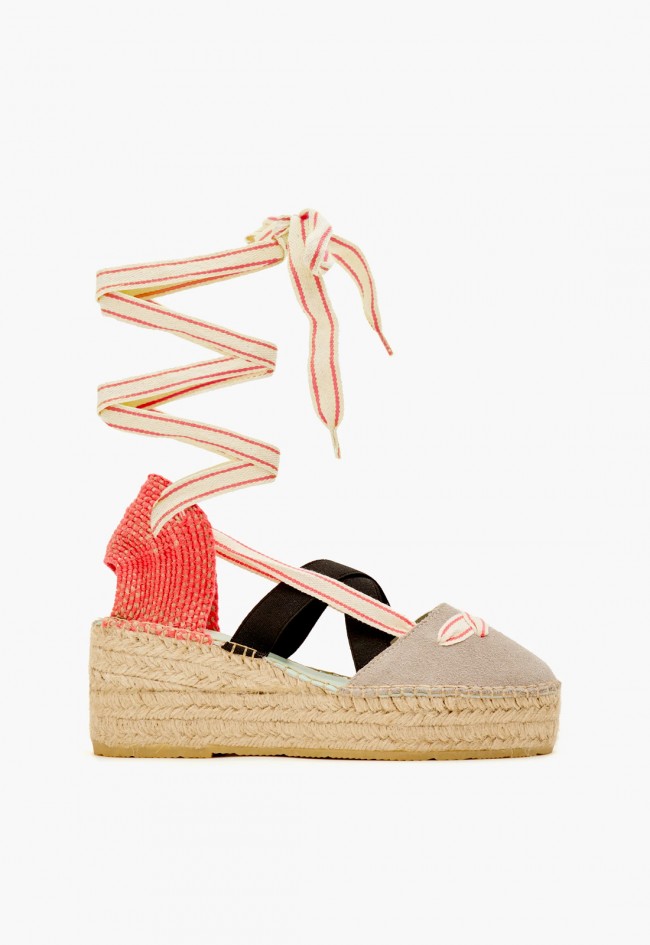 Alpargata multicolor de cuña baja con lazo para atar y suela de esparto | Estilo alegre para verano Star Love delta 52