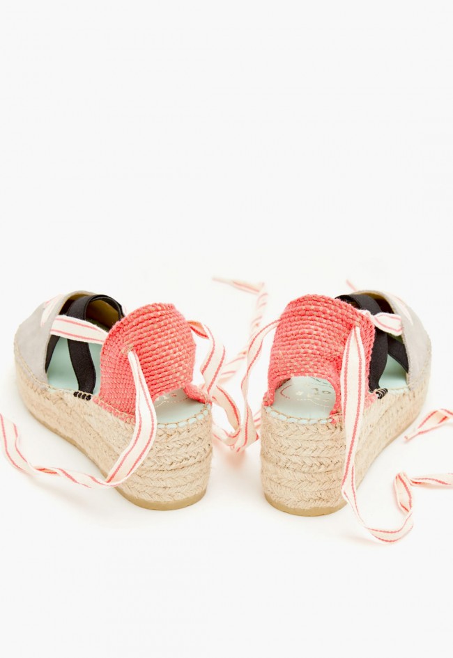 Alpargata multicolor de cuña baja con lazo para atar y suela de esparto | Estilo alegre para verano Star Love delta 52