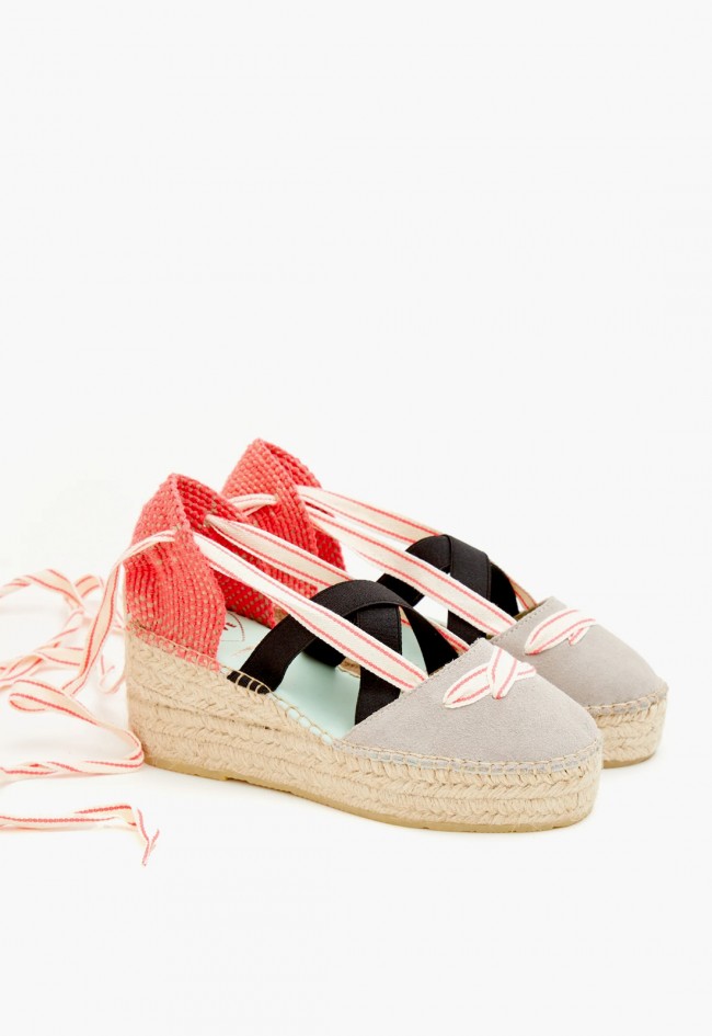 Alpargata multicolor de cuña baja con lazo para atar y suela de esparto | Estilo alegre para verano Star Love delta 52