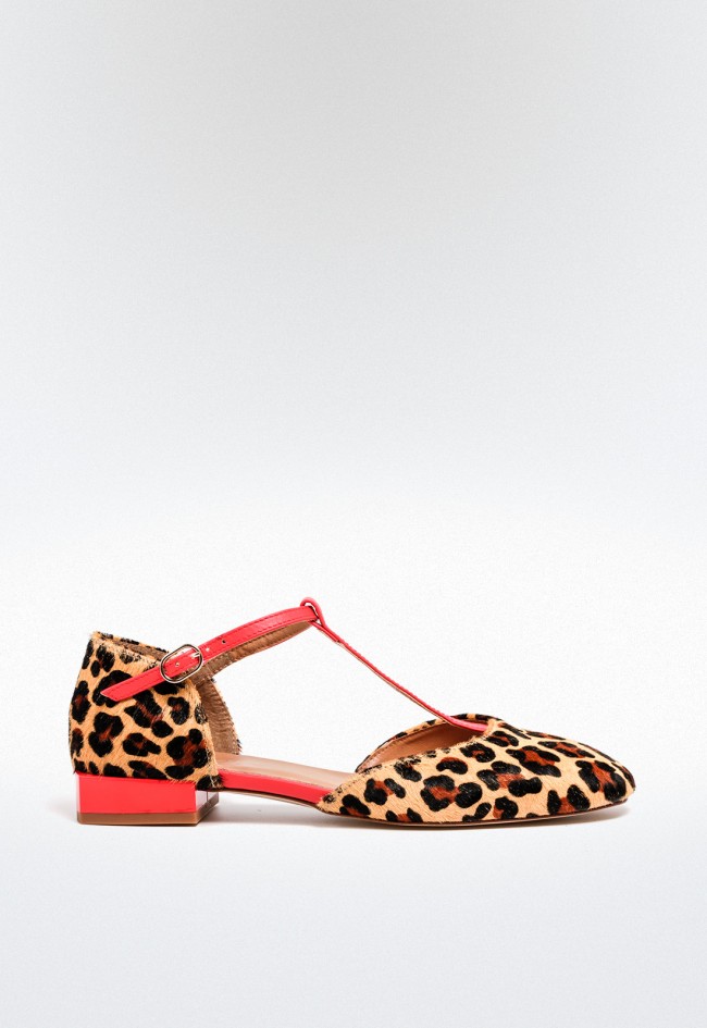 Zapato bailarina de mujer leopardo Glo electric heel