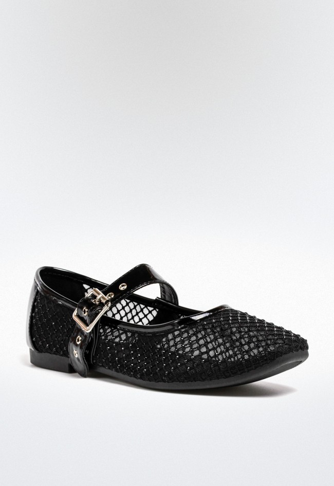 Zapato bailarian rejilla de mujer negro VAS 60-2594