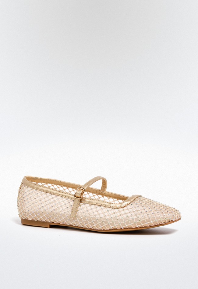 Zapato bailarina rejilla de mujer beige La strada 2322694