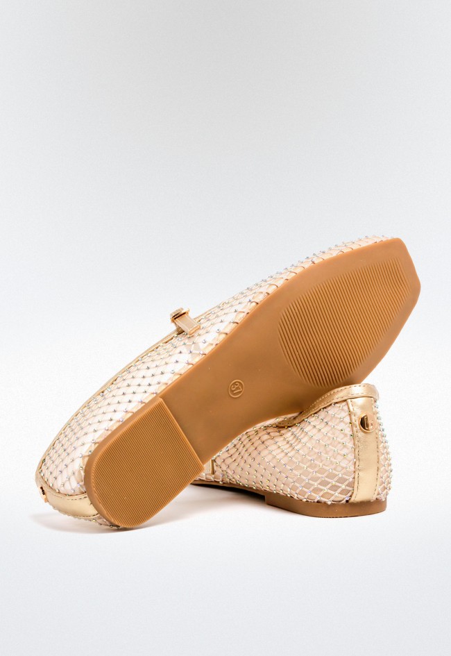 Zapato bailarina rejilla de mujer beige La strada 2322694