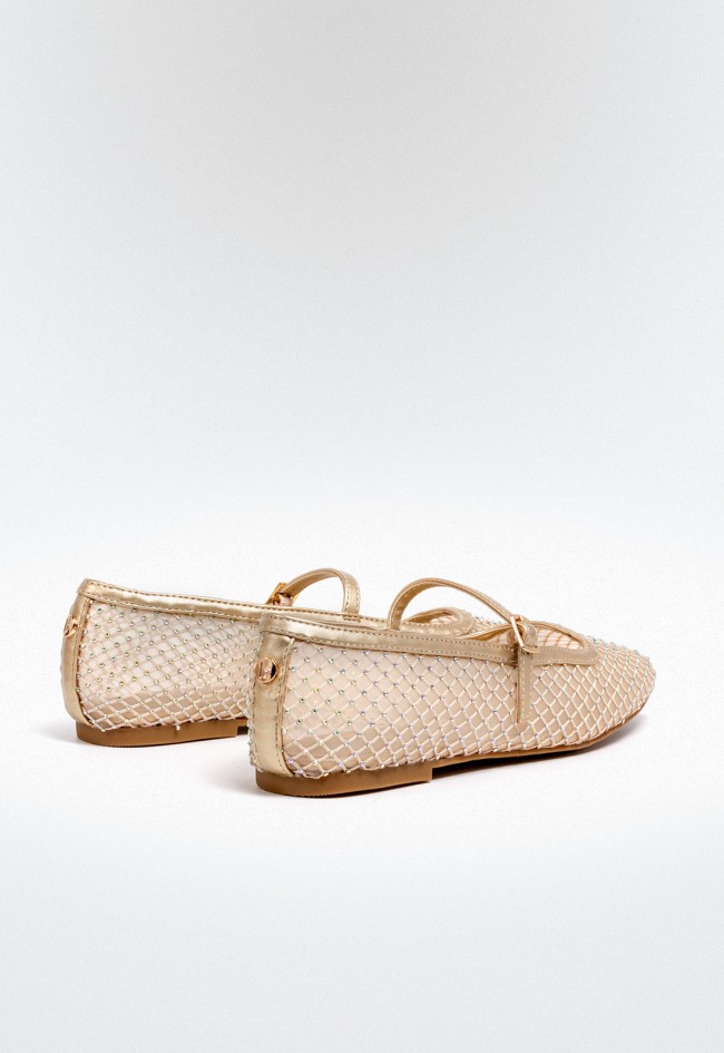 Zapato bailarina rejilla de mujer beige La strada 2322694