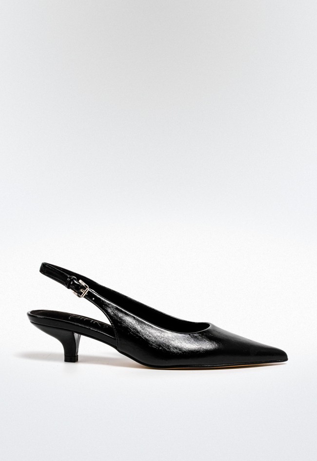 Zapato destalonado de mujer en negro – diseño elegante con tacón bajo cómodo | WHY PINK M5310