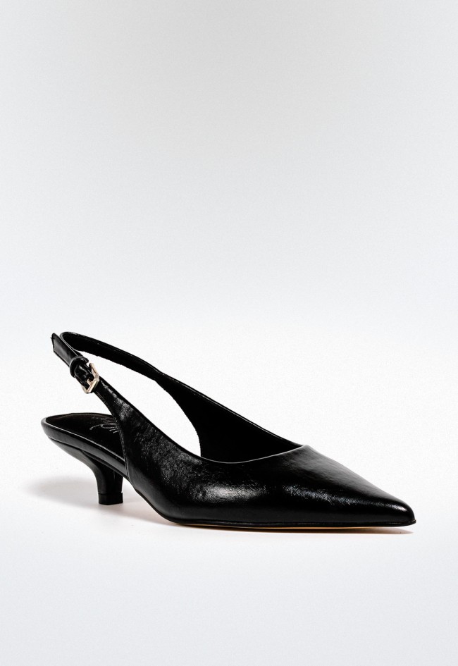 Zapato destalonado de mujer en negro – diseño elegante con tacón bajo cómodo | WHY PINK M5310