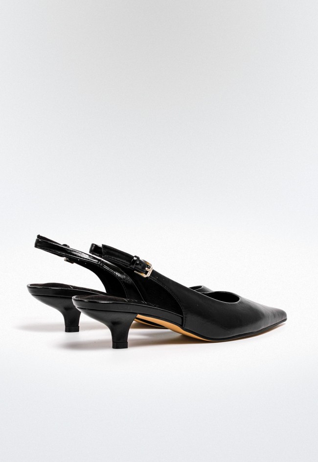 Zapato destalonado de mujer en negro – diseño elegante con tacón bajo cómodo | WHY PINK M5310