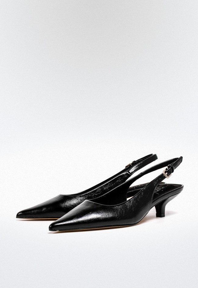 Zapato destalonado de mujer en negro – diseño elegante con tacón bajo cómodo | WHY PINK M5310