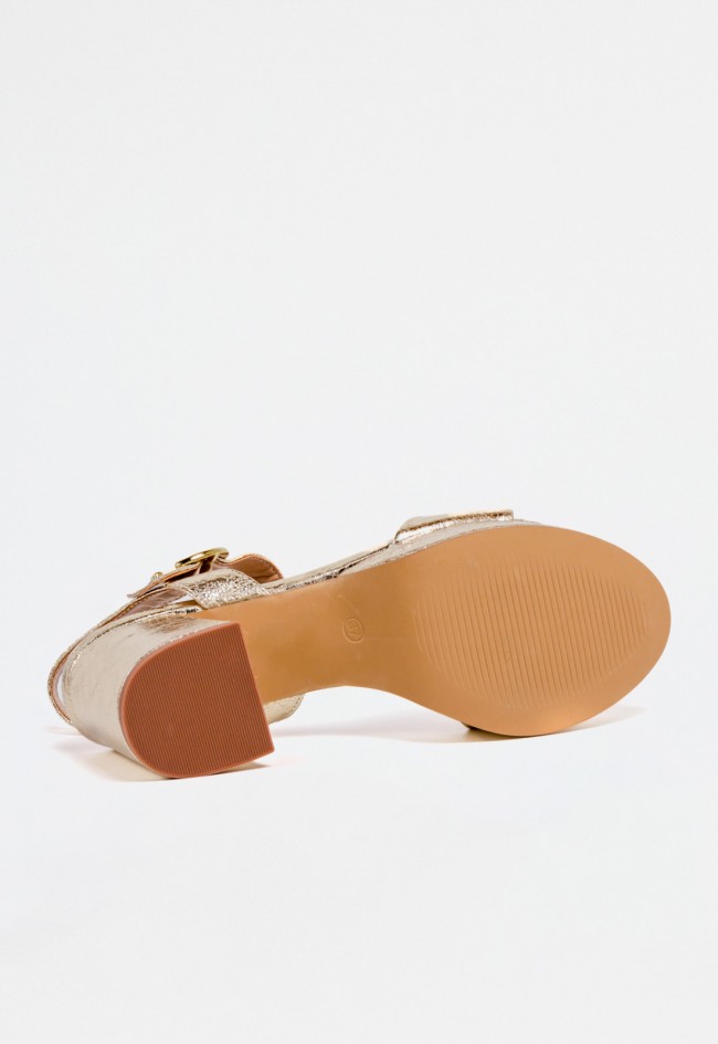 Sandalia de vestir platino con tacón alto ancho para mujer | Ideal para celebraciones | Why Pink? m5360