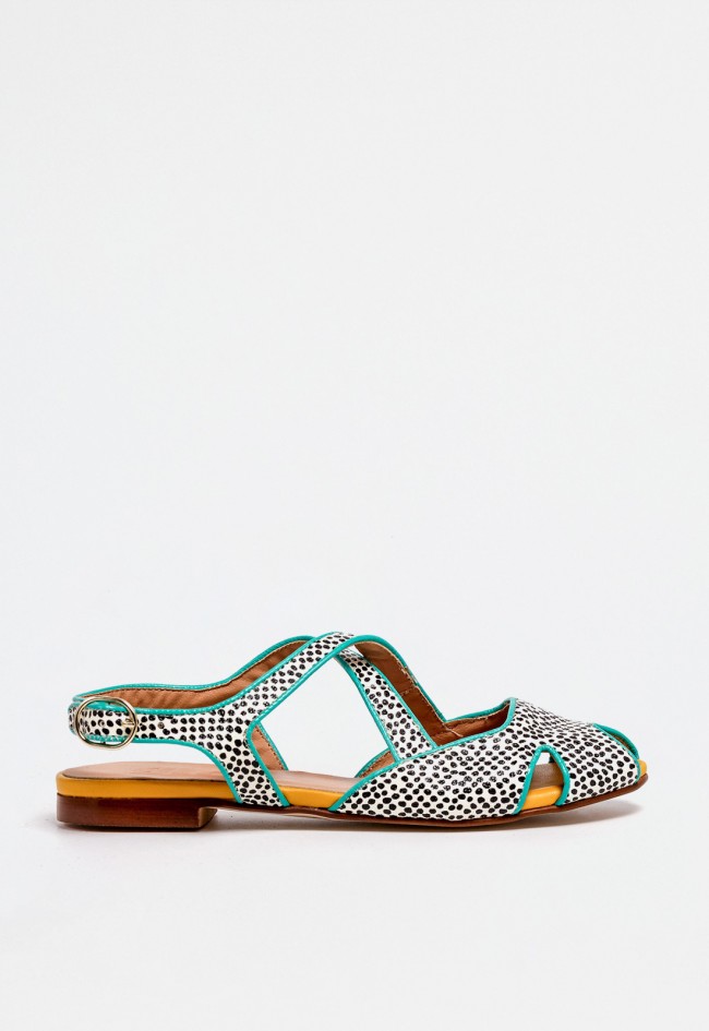 Zapato destalonado piel de mujer turquesa Glo norma