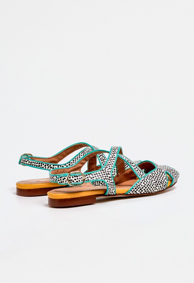 Zapato destalonado piel de mujer turquesa Glo norma