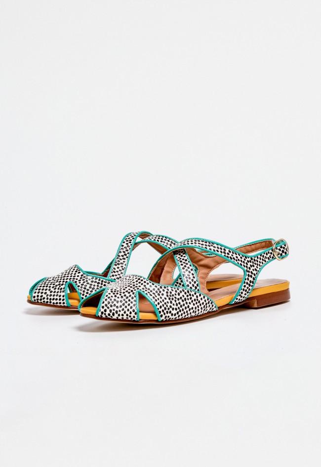 Zapato destalonado piel de mujer turquesa Glo norma