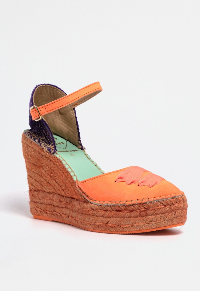 Alpargatas cuña de mujer naranja Star Love musida 145