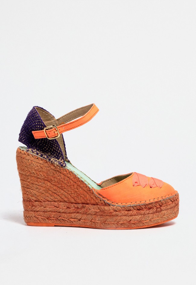 Alpargatas cuña de mujer naranja Star Love musida 145