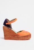 Alpargatas cuña de mujer naranja Star Love musida 145