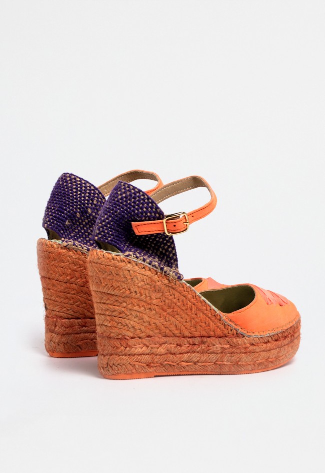 Alpargatas cuña de mujer naranja Star Love musida 145