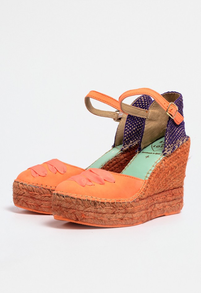 Alpargatas cuña de mujer naranja Star Love musida 145