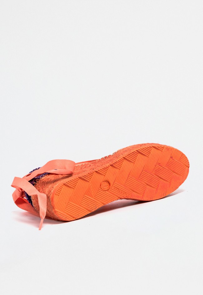 Alpargata cuña de mujer naranja Star Love delta 145