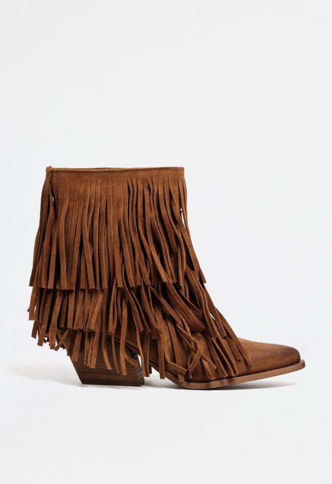 Botín cowboy flecos de mujer cuero Chini Equipe lily