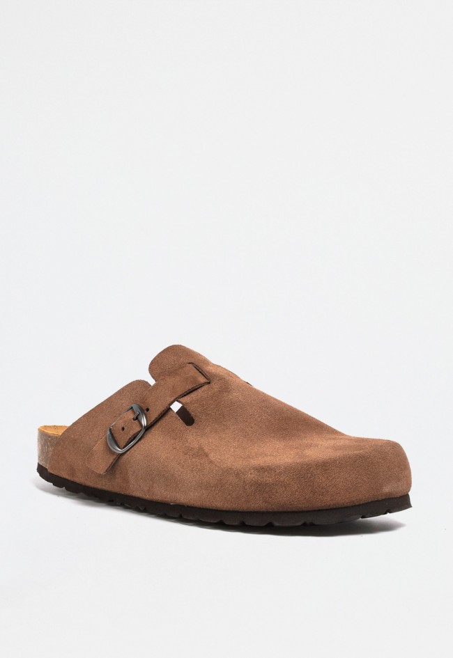 Zueco de mujer VAS 599 serj de piel serraje tostado comodidad estilo y sostenibilidad