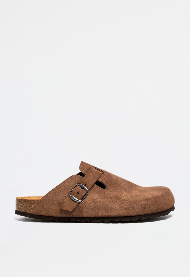 Zueco de mujer VAS 599 serj de piel serraje tostado comodidad estilo y sostenibilidad