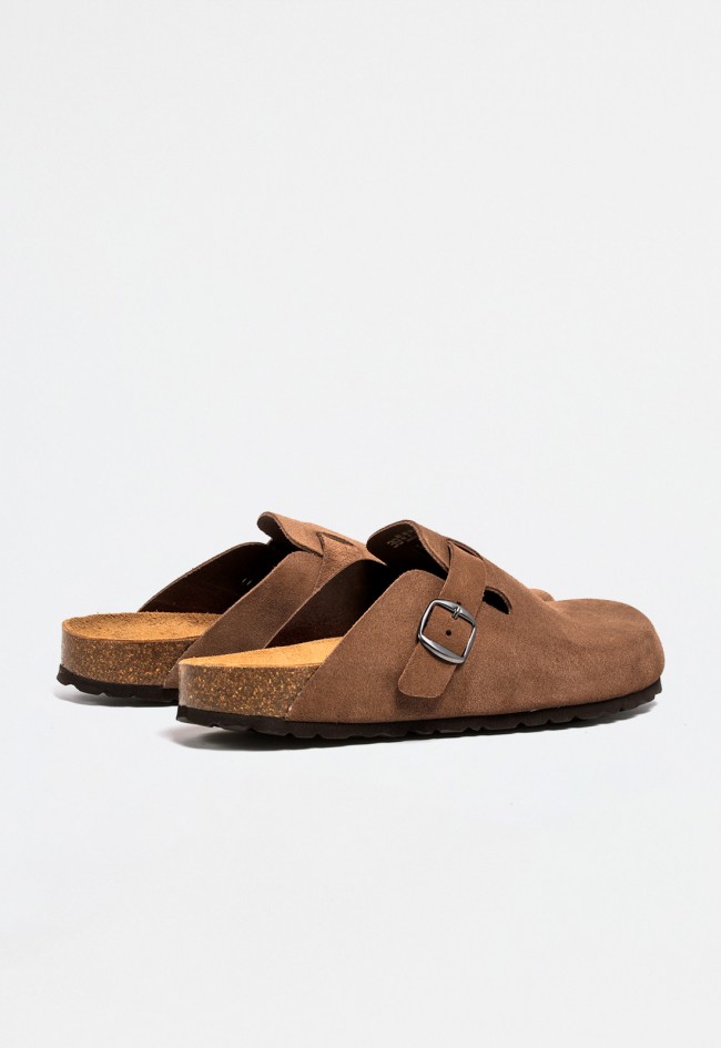 Zueco de mujer VAS 599 serj de piel serraje tostado comodidad estilo y sostenibilidad