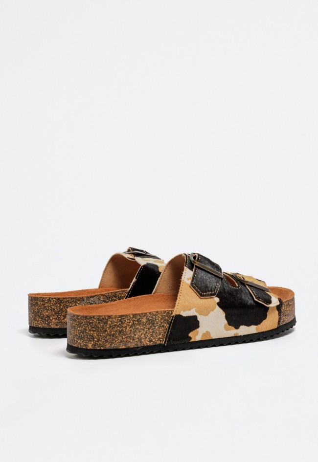 Sandalia hebillas animal print de mujer camel Penelope 6355