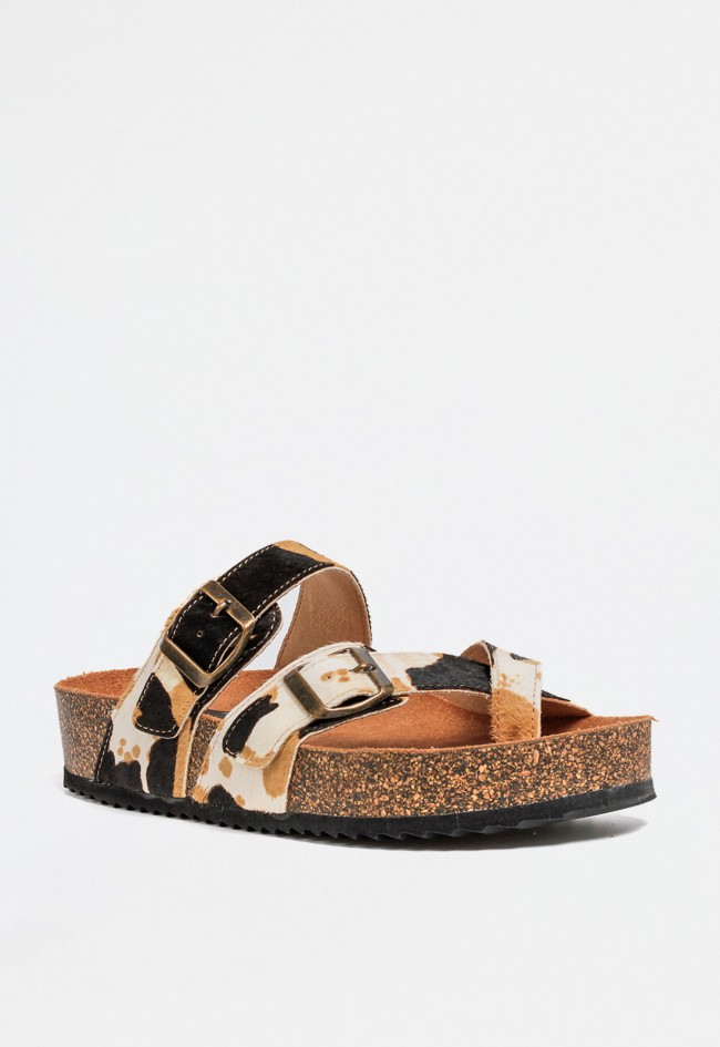 Sandalia hebillas animal print de mujer camel Penelope 6327