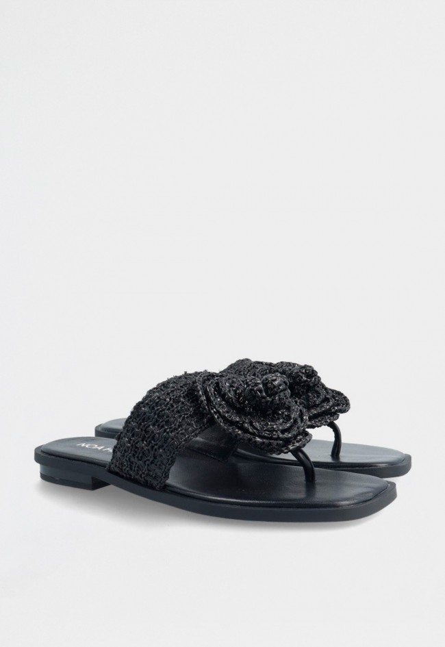 Sandalia plana de mujer negro Noa Harmon 10016-06