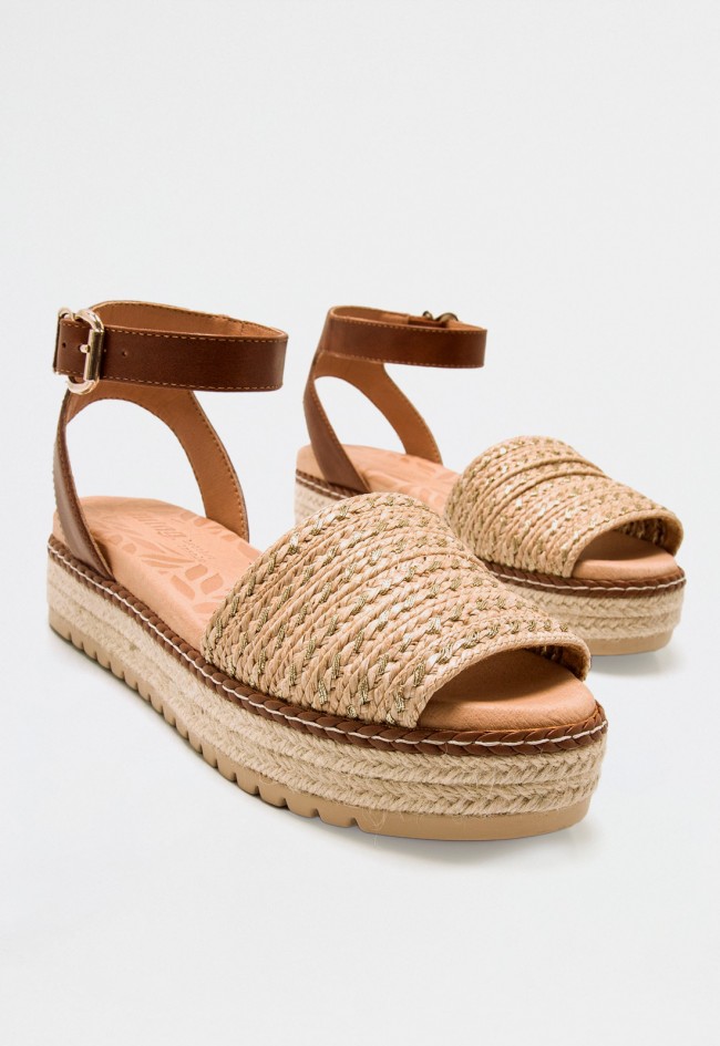 Sandalia esparto de mujer arena Mustang 53344