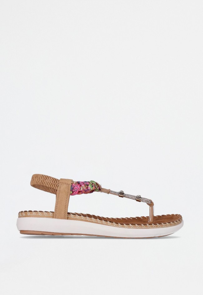 Sandalia piel vegana de mujer cuero Chika 10 canelon 04