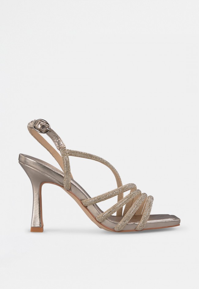 Sandalia tacón piel de mujer bronce Alma en Pena 837