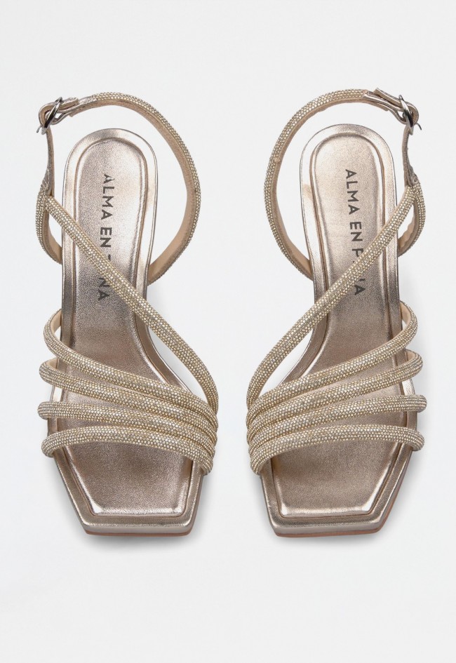 Sandalia tacón piel de mujer bronce Alma en Pena 837