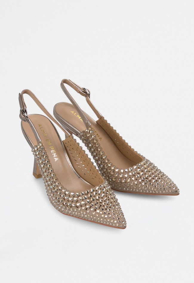 Zapato tacón alto de mujer bronce Alma en Pena 616